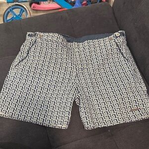 Parke & Ronen Navy Geometric Patterned Baithing Suit